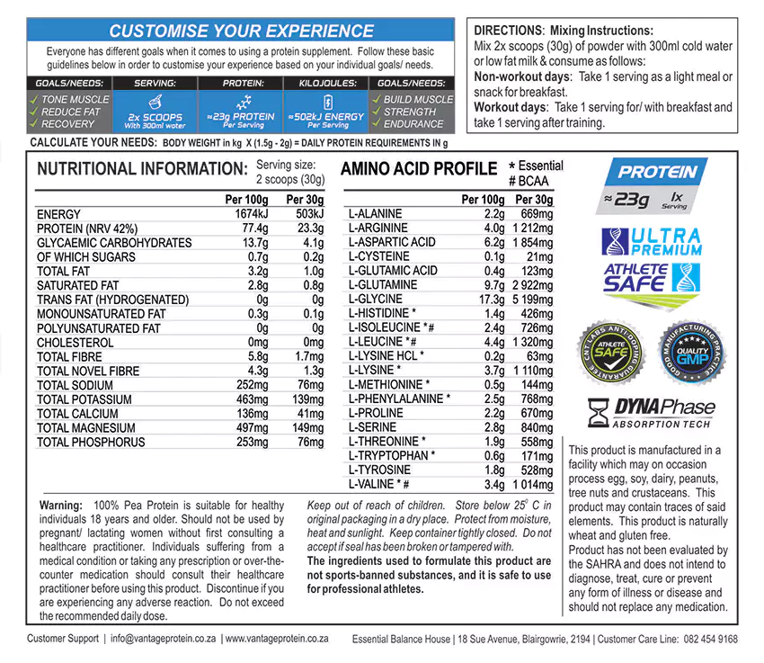 Pure pea protein plus from essential balance